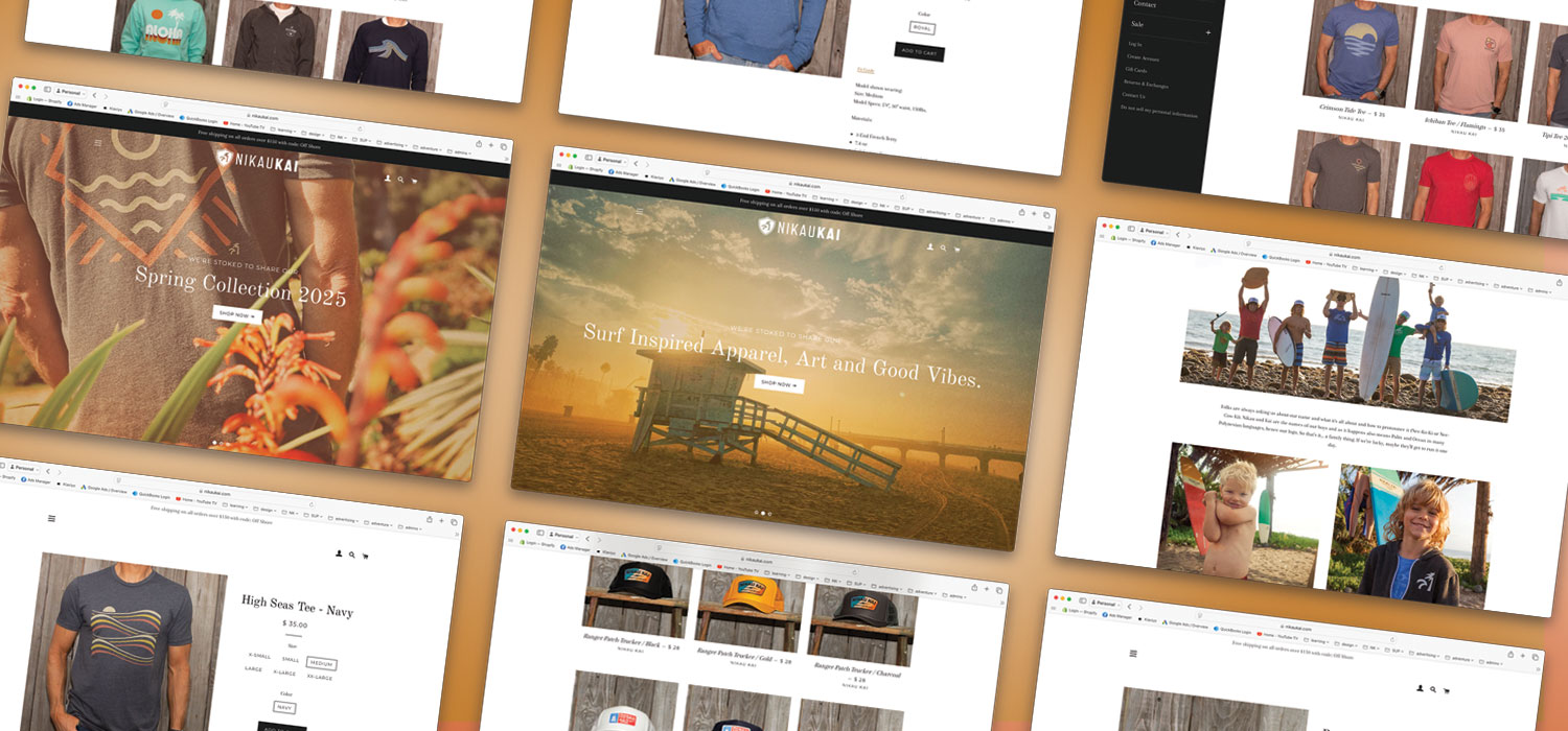 Collage of Nikau Kai website pages