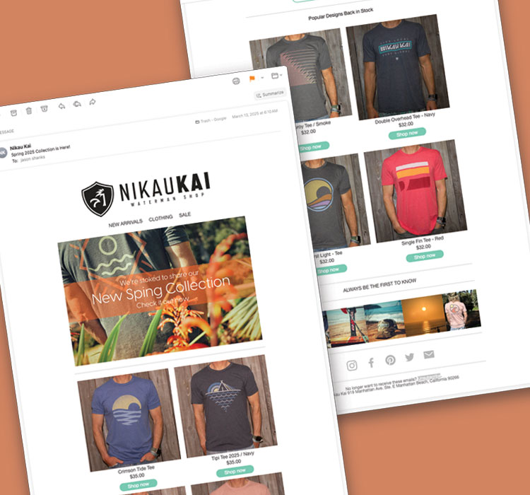 Nikau Kai Spring 2024 email campaign